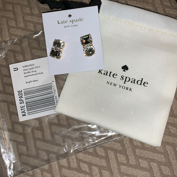 Kate Spade Double Drop Asymmetrical Studs NWT - Picture 1 of 3
